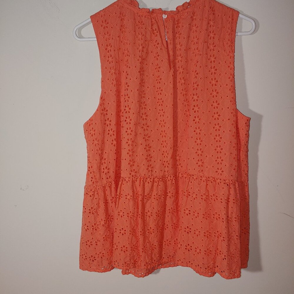 Loft Eyelet Peplum Halter Shell Blouse 100% Cotton Size XL Orange - Picture 7 of 9